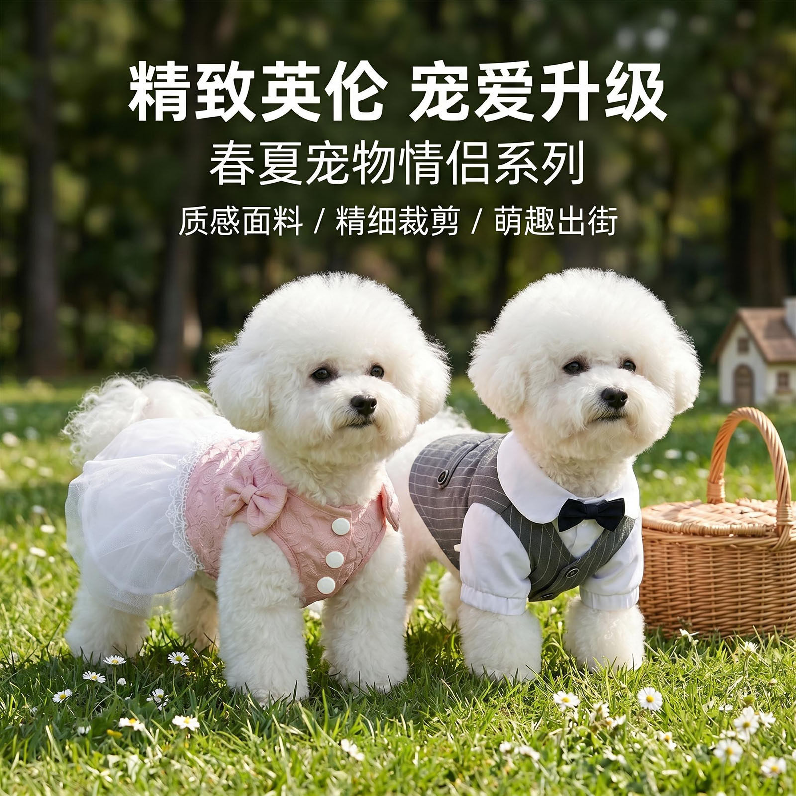 夏季冰丝中小型犬结婚礼服裙子