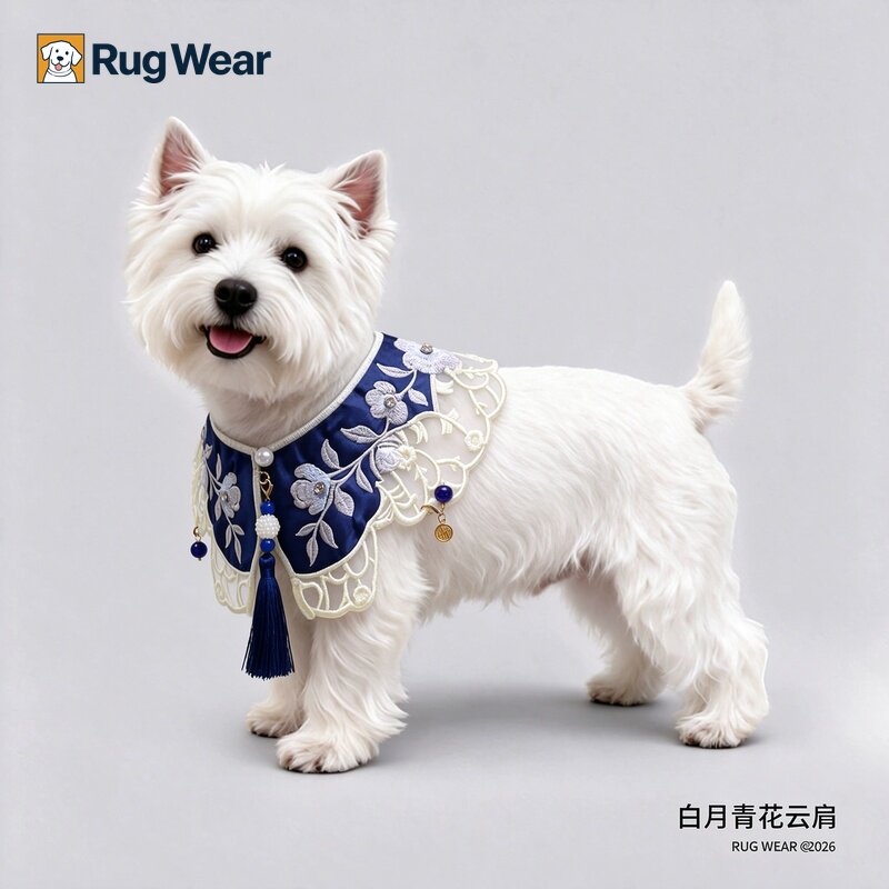 Rug中式刺绣流苏狗狗围脖四季