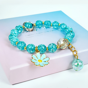 塑料亚克力手链儿童小女孩晶裂珠首饰奥地利水晶七彩色手串初中生