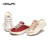 一脚蹬 凉鞋 HERLOOK丝绸布包头半拖鞋 女厚底缎面休闲外穿圆头板鞋