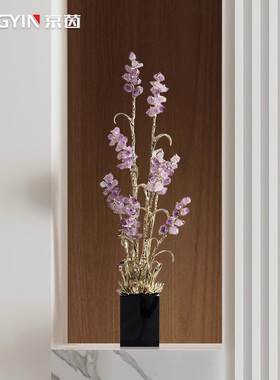 紫水晶麦穗装饰品样板房酒店现代轻奢入户玄关壁龛摆件大麦丰收