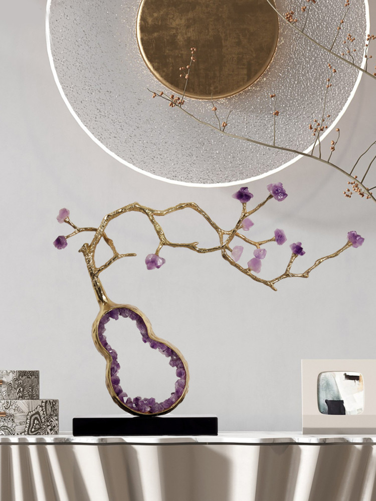 新中式紫水晶葫芦摆件客厅玄关酒柜摆设公司前台桌面艺术招财对鹿,家居饰品,装饰摆件,淘宝优惠券,粉丝福利购,淘宝优惠卷