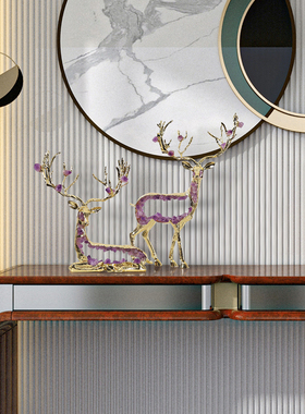 紫水晶引财宝鹿入口酒柜高端装饰轻奢艺术家居公司门店柜台装饰