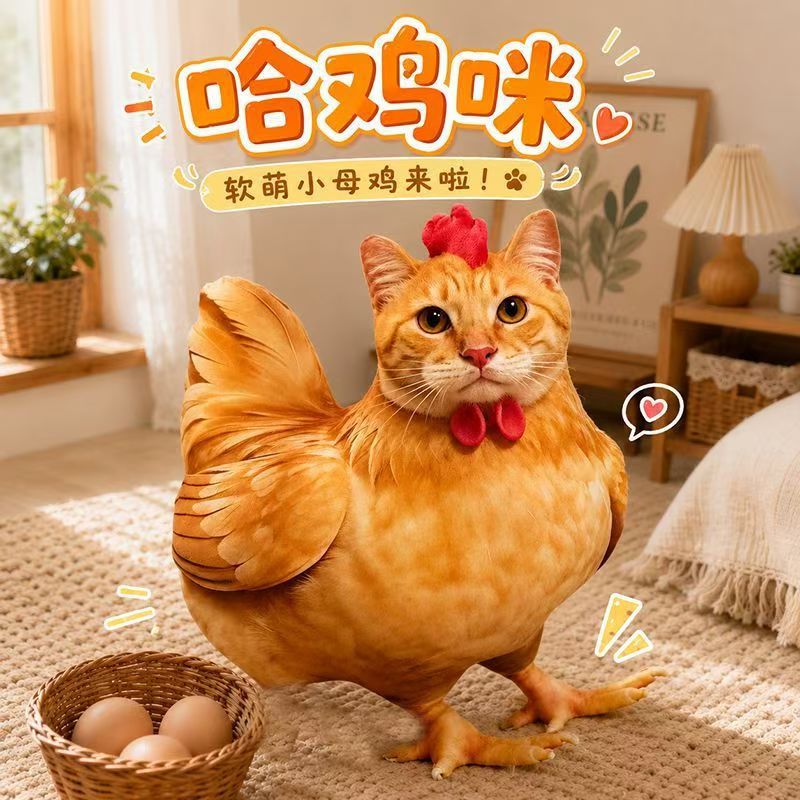 仿真哈鸡咪毛绒玩具3D靠垫可爱小