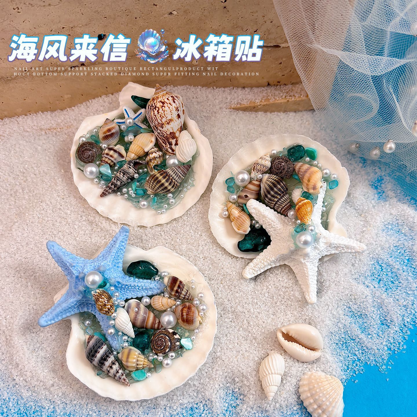 贝壳冰箱贴手工天然贝壳海螺珍珠
