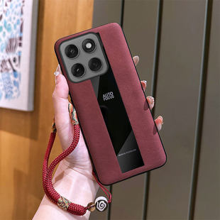 适用摩托罗拉G86手机壳超薄防摔5G羊巴皮古风挂绳保护套磨砂新款