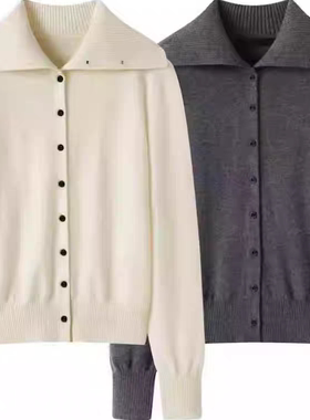 正品针织开衫2025秋新品绵羊毛山羊绒海军领高领短款MBE3CART02