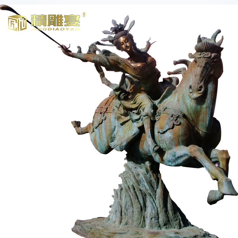 唐朝骑马雕像大型玻璃钢园林景观