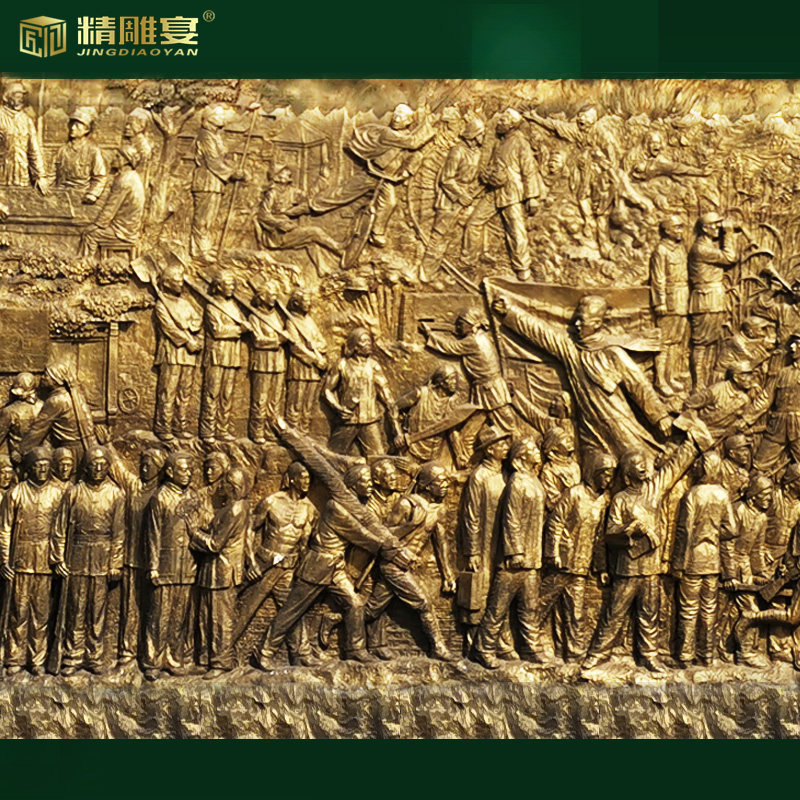 精雕宴玻璃钢人物浮雕定制大型户外军人部队雕塑浮雕红色文化雕像