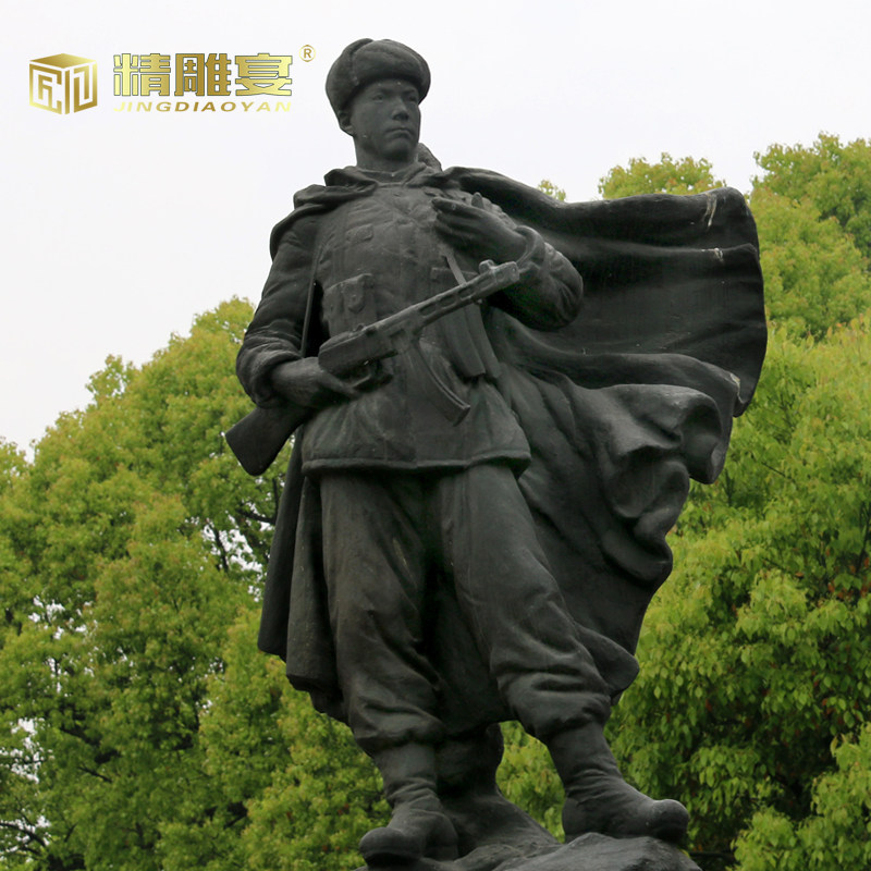 精雕宴 部队军人主题雕像定制大型玻璃钢人物雕塑制作战士工艺品