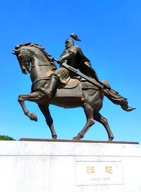 班超骑马雕塑定制玻璃钢铸铜古代骑马人物雕像户外大型景区景观
