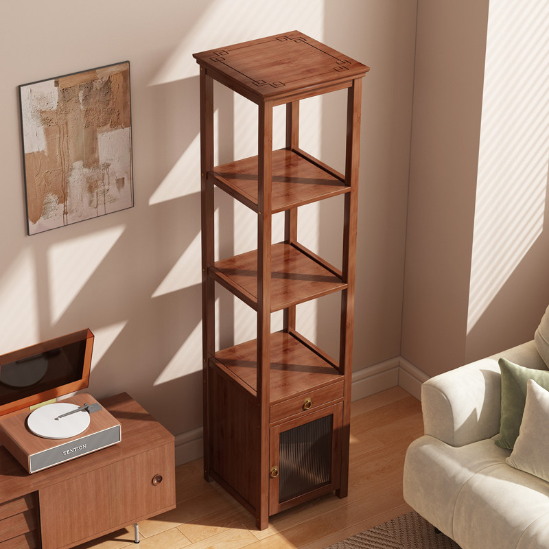 新中式书架落地置物架家用夹缝窄柜子储物柜靠墙书本收纳柜立架子,住宅家具,书架,淘宝优惠券,粉丝福利购,淘宝优惠卷