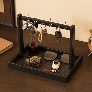 钥匙收纳玄关摆件桌面置物架实木入户进门首饰展示挂架眼镜放置架