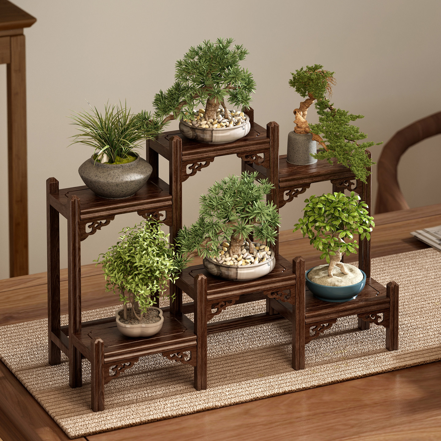 桌面花架阶梯式小型置物架多层展示架办公桌上多肉盆栽植物摆放架