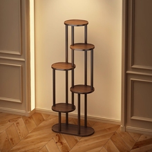 花架子客厅落地式复古博古架室内阳台实木中式小型置物架展示架子