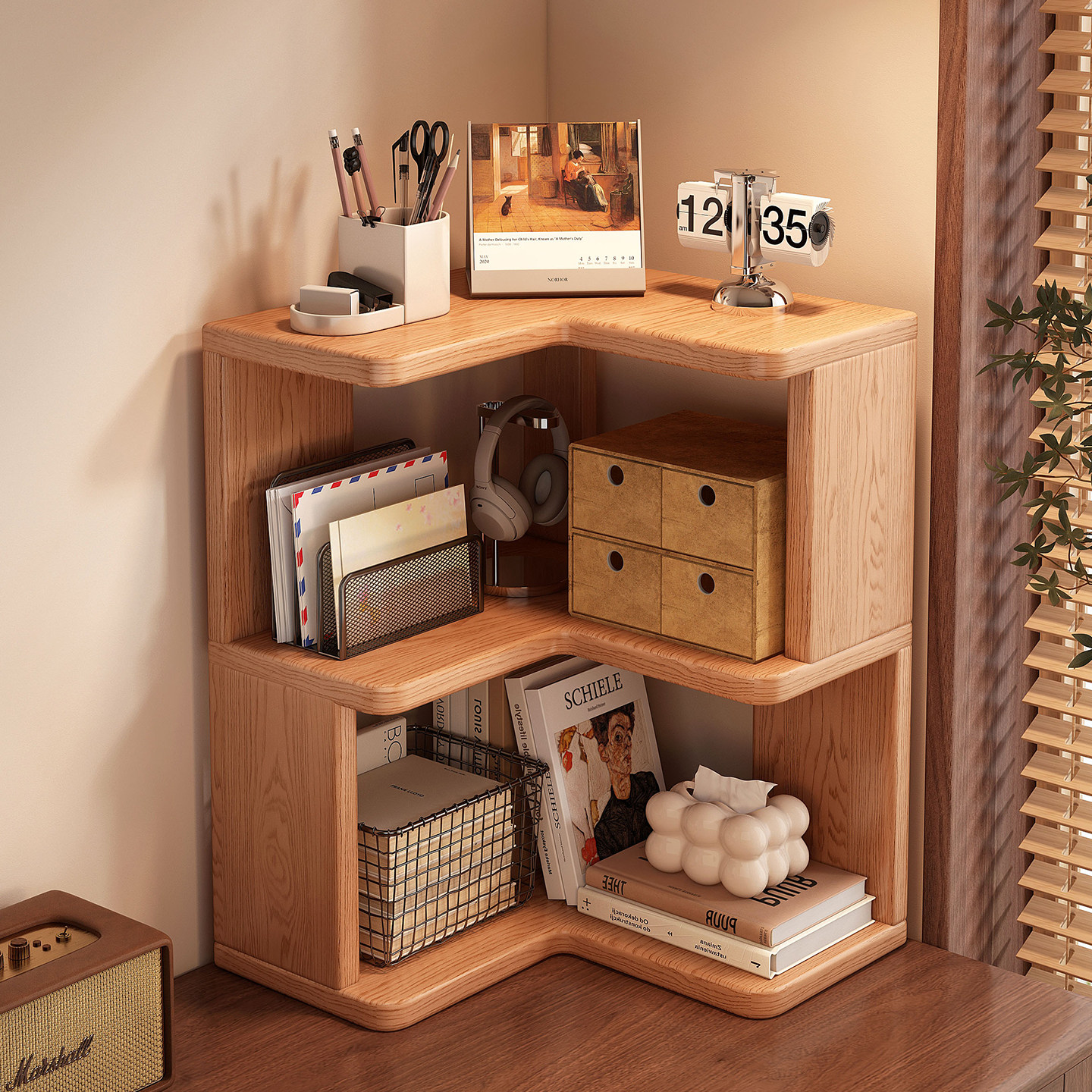 桌面转角置物架学生宿舍桌上化妆品书桌工位改造三角多层收纳书柜,住宅家具,搁板/置物架/家用陈列架,淘宝优惠券,粉丝福利购,淘宝优惠卷