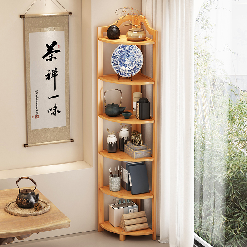 新中式博古架转角置物架茶叶放置