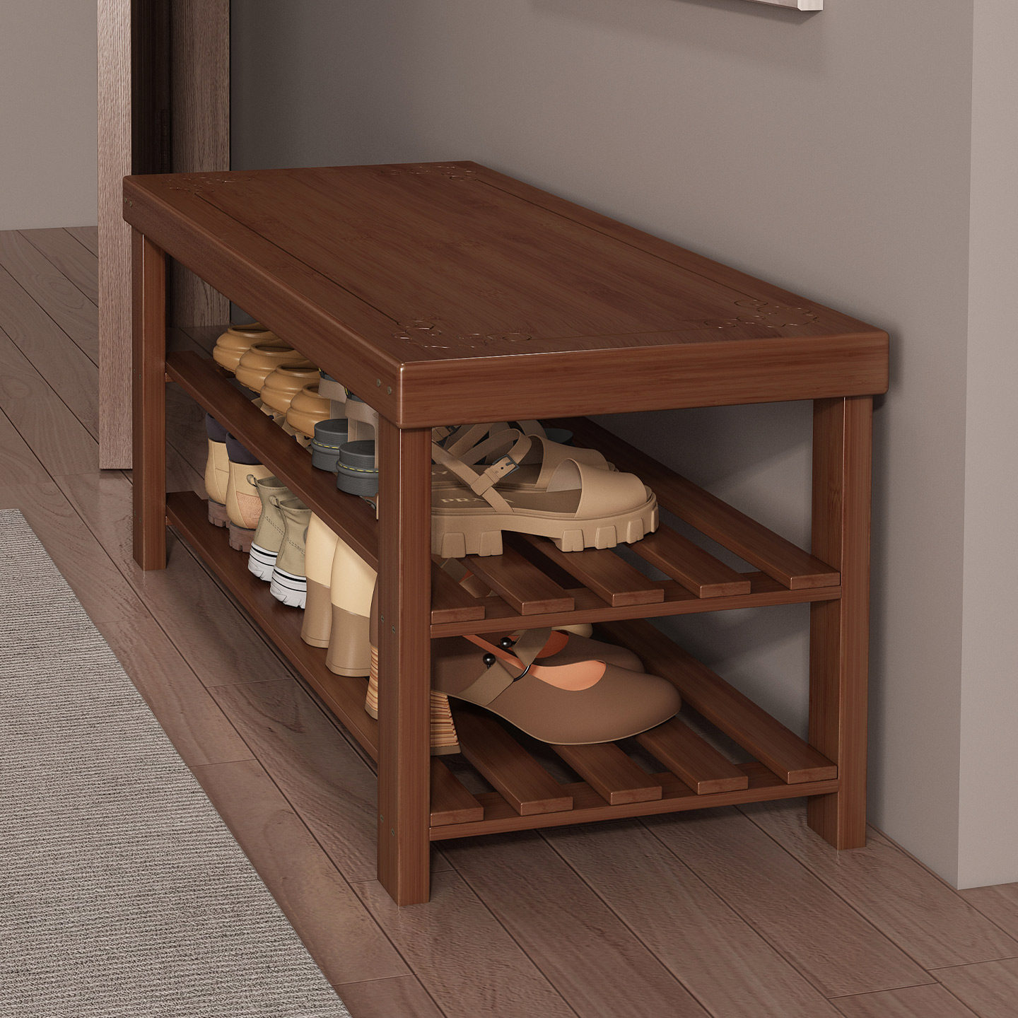 鞋架入户门口换鞋凳可坐鞋柜穿鞋凳一体多层玄关收纳架落地置物架,住宅家具,鞋架,淘宝优惠券,粉丝福利购,淘宝优惠卷