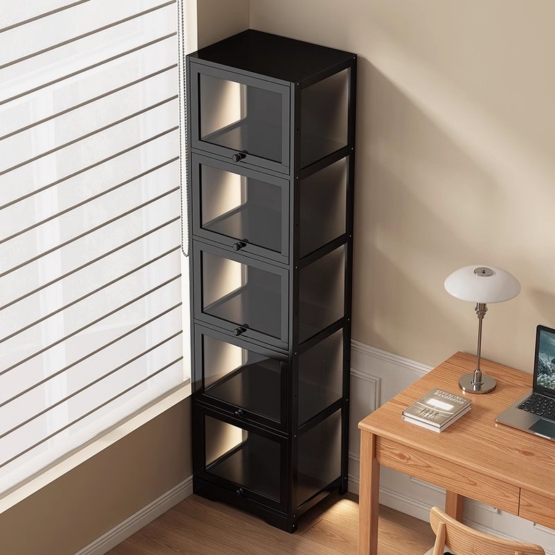 书架多层亚克力防尘书柜墙边窄柜