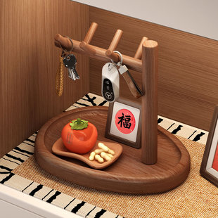 实木入户玄关钥匙收纳架桌面置物架小型摆件装 饰杂物摆放整理架子
