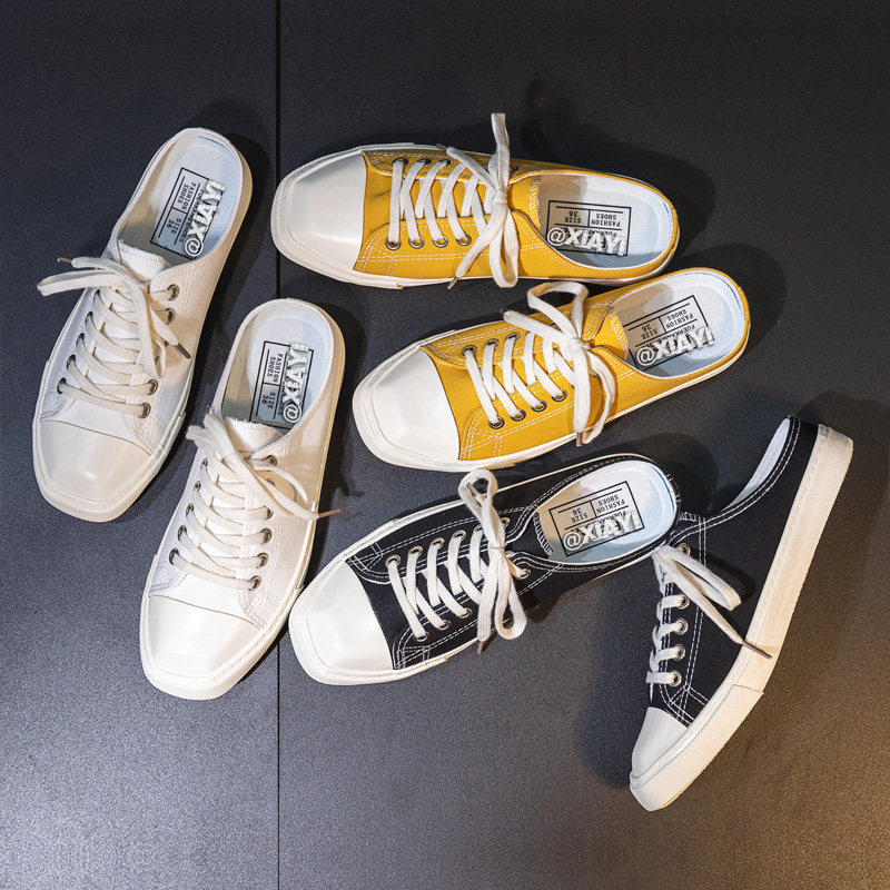 2020年夏季新款半拖帆布鞋女韩版ulzzang夏天百搭布鞋子ins小白鞋|ruв категории Женская обувь, холст обувь - от Buy2taobao.com для оказания профессиональной услуги покупки агента Taobao