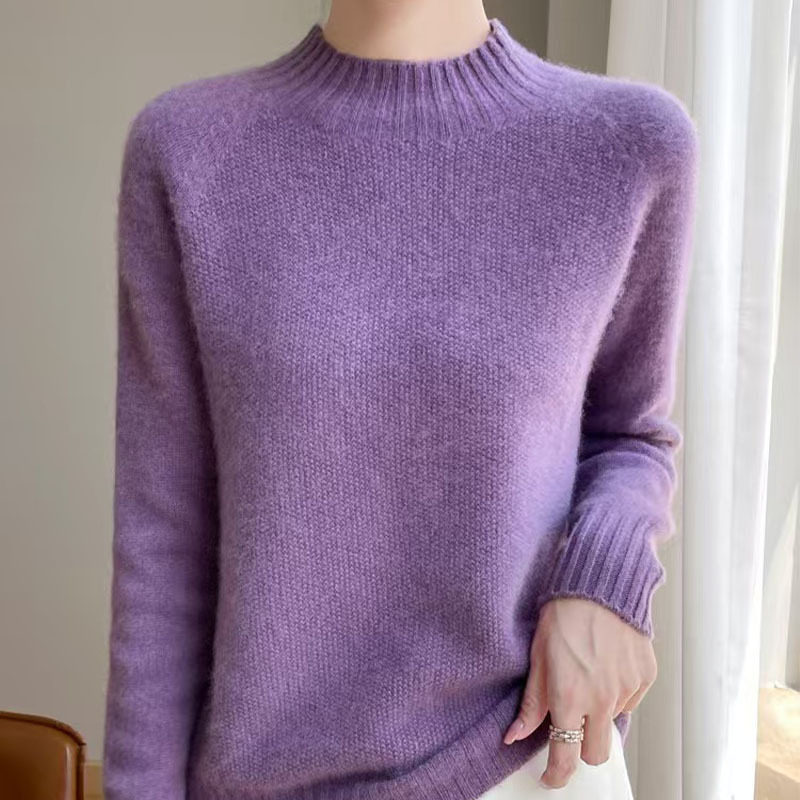 秋冬款加厚一线成衣羊毛针织衫女桂花针休闲百搭毛衣保暖羊毛衫