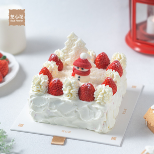 芝心花 雪国童话 红丝绒冬季草莓动物奶油生日蛋糕圣诞节北京同城