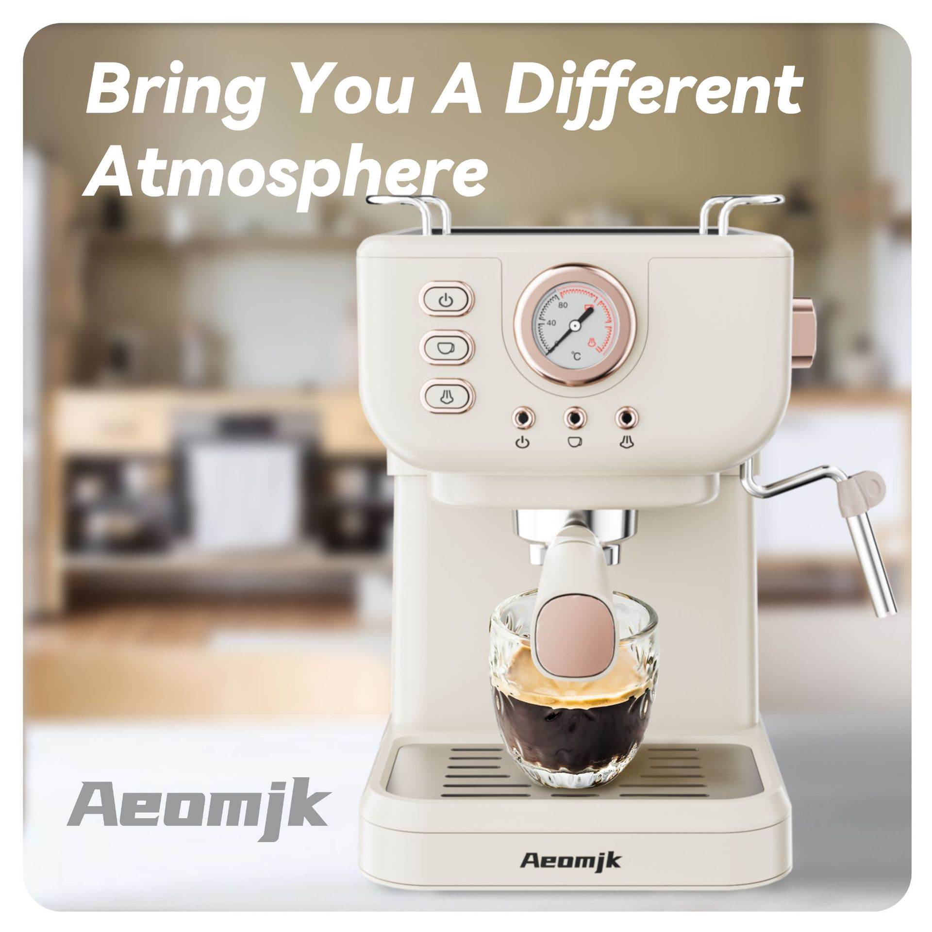 跨境20BAR家用半自动一体复古式浓缩高压萃取打奶泡压力式咖啡机