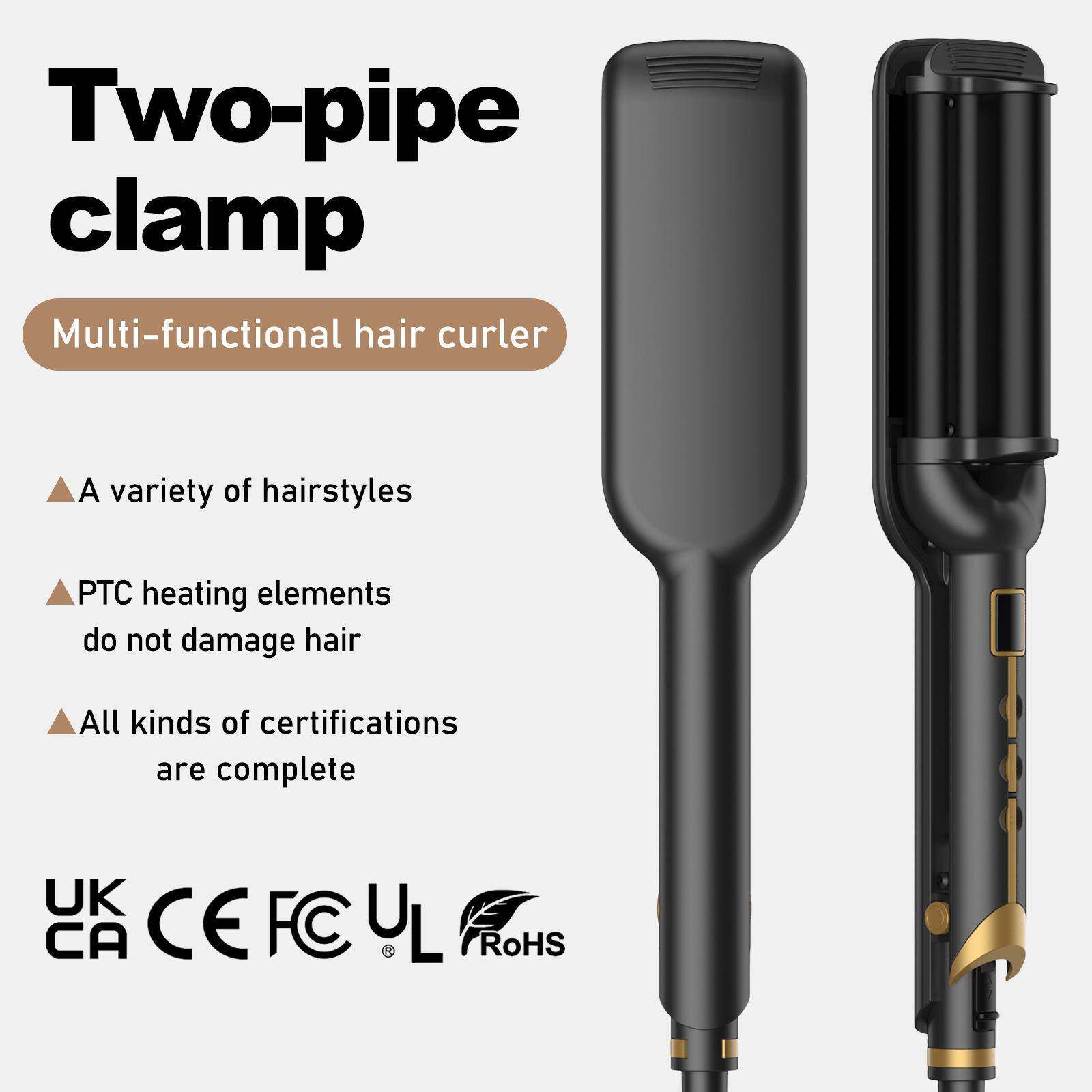 跨境新品蛋卷卷发器双管家用造型波浪卷卷发棒不支持国内自用