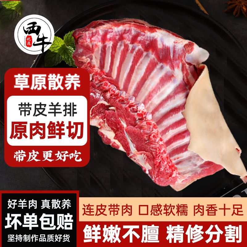 西牛优选 5斤带皮羊排新鲜草原散养羔羊生鲜羊肉食材切块商用批发