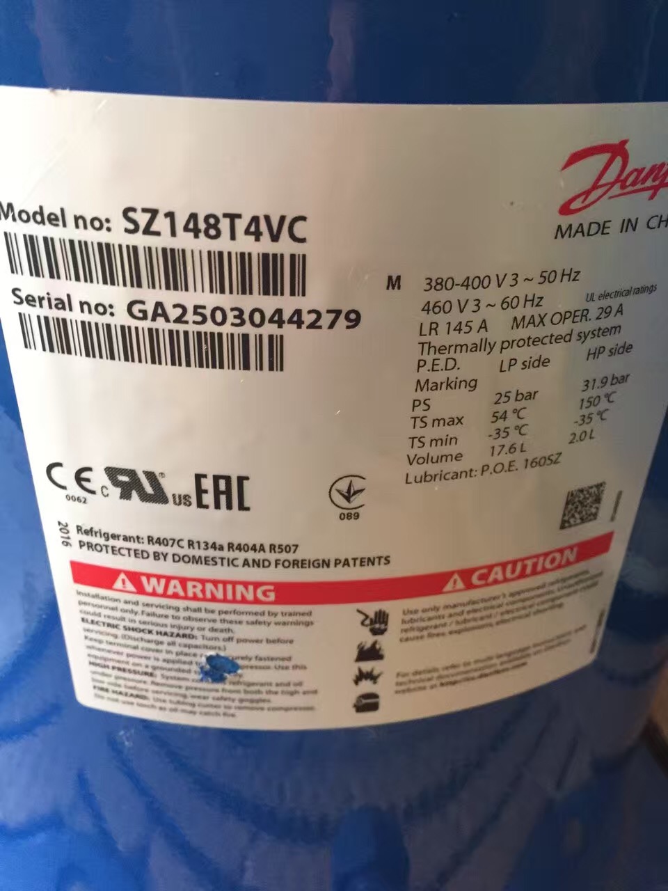 SM148T4VC SZ148T4VC SM148T4VA原装丹佛斯百福马空调制冷压缩机