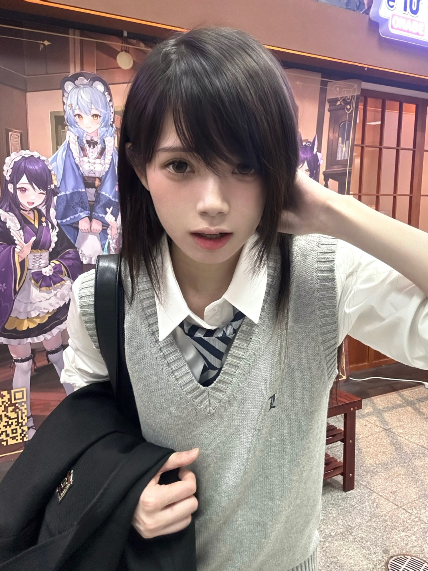 수원정|JK 조끼 오리지널 일본 대학 니트 스웨터 조끼 가디건 여학교 용품 센스 가을 겨울 스태킹