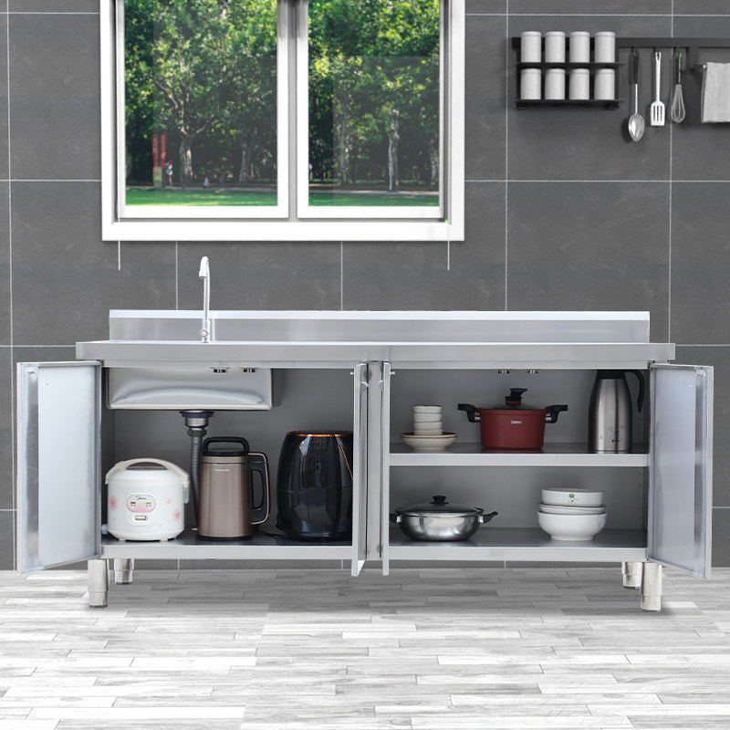 厨房不锈钢水槽柜橱柜水池柜洗菜盆台面一体柜灶台操作台定做304