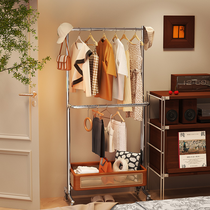 环图中古风可移动双杆衣帽架