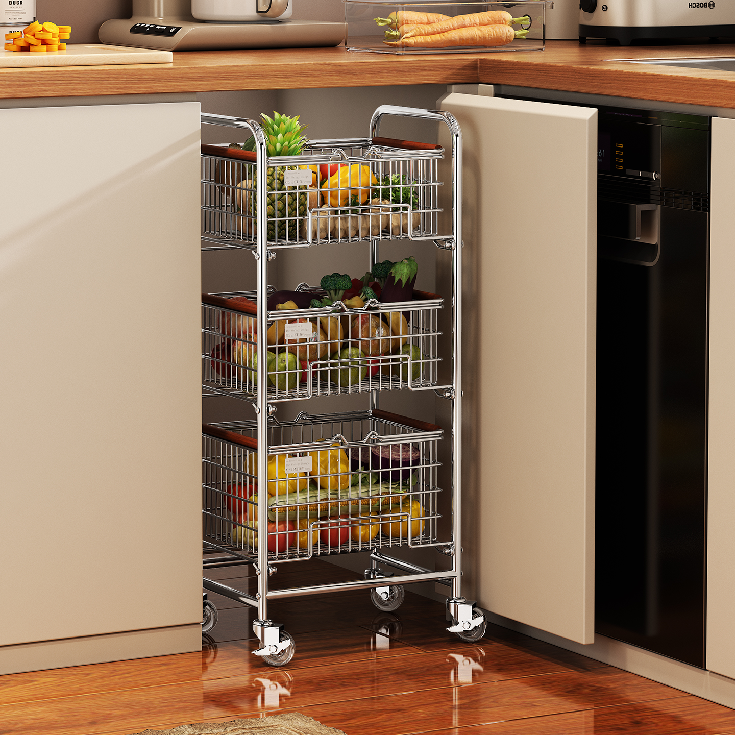 大容量蔬菜置物筐厨房水果收纳篮调味料台面置物架多层果蔬收纳筐,厨房/烹饪用具,果蔬置物架/篮/框,淘宝优惠券,粉丝福利购,淘宝优惠卷