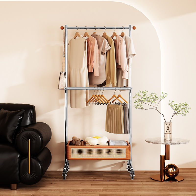 环图中古风藤编衣帽架