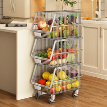 环图厨房夹缝小推车水果蔬菜收纳架子家用可移动菜篮子分层置物架
