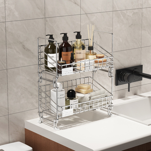 浴室304不锈钢卫生间专用置物架家用台面洗漱物品放置收纳淋浴架