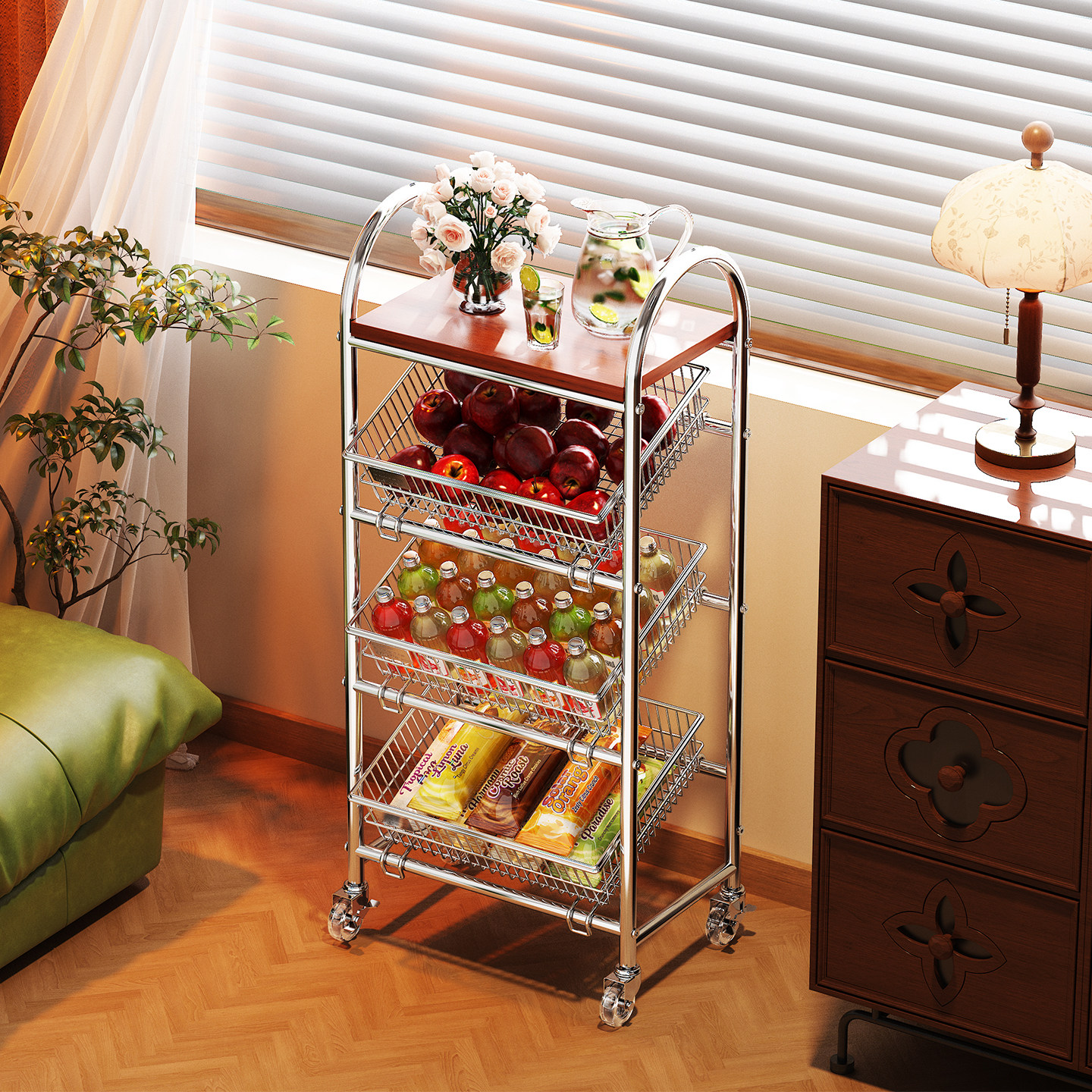 阳台置物架落地多层蔬菜微波炉收纳架厨房落地多功能锅架储物架子,收纳整理,阳台置物架,淘宝优惠券,粉丝福利购,淘宝优惠卷