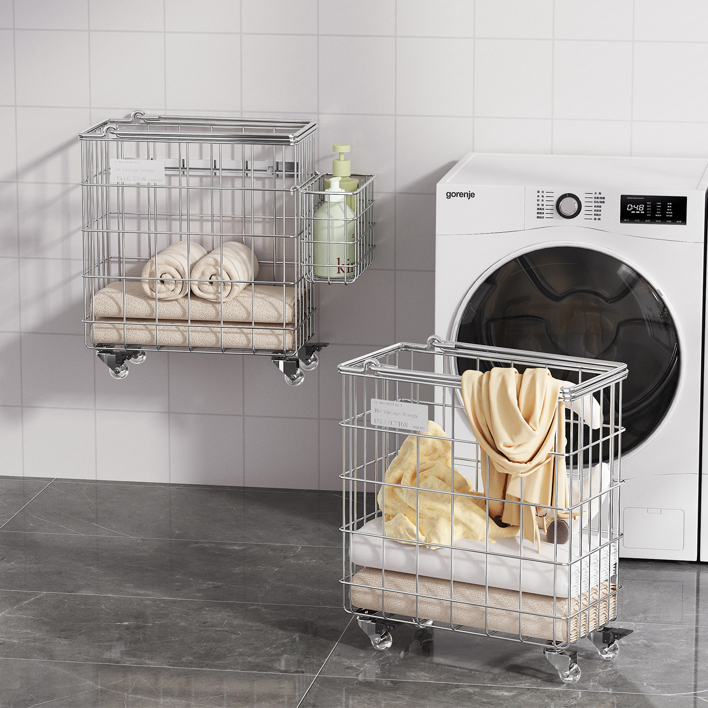 脏衣篓壁挂不锈钢放脏衣服收纳筐桶卫生间洗衣篮子洗衣机侧置物架,收纳整理,脏衣篮,淘宝优惠券,粉丝福利购,淘宝优惠卷