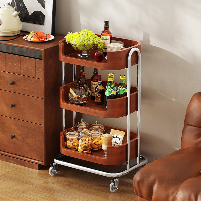 环图实木置物架厨房储物筐