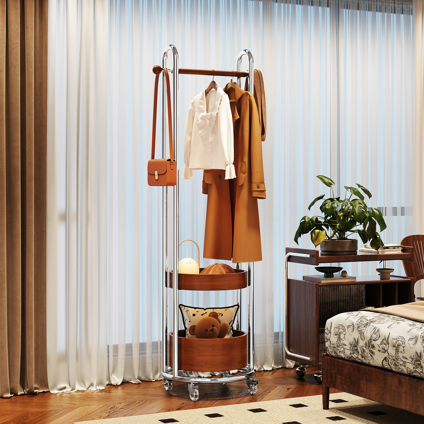 环图挂衣架落地卧室衣帽架实木