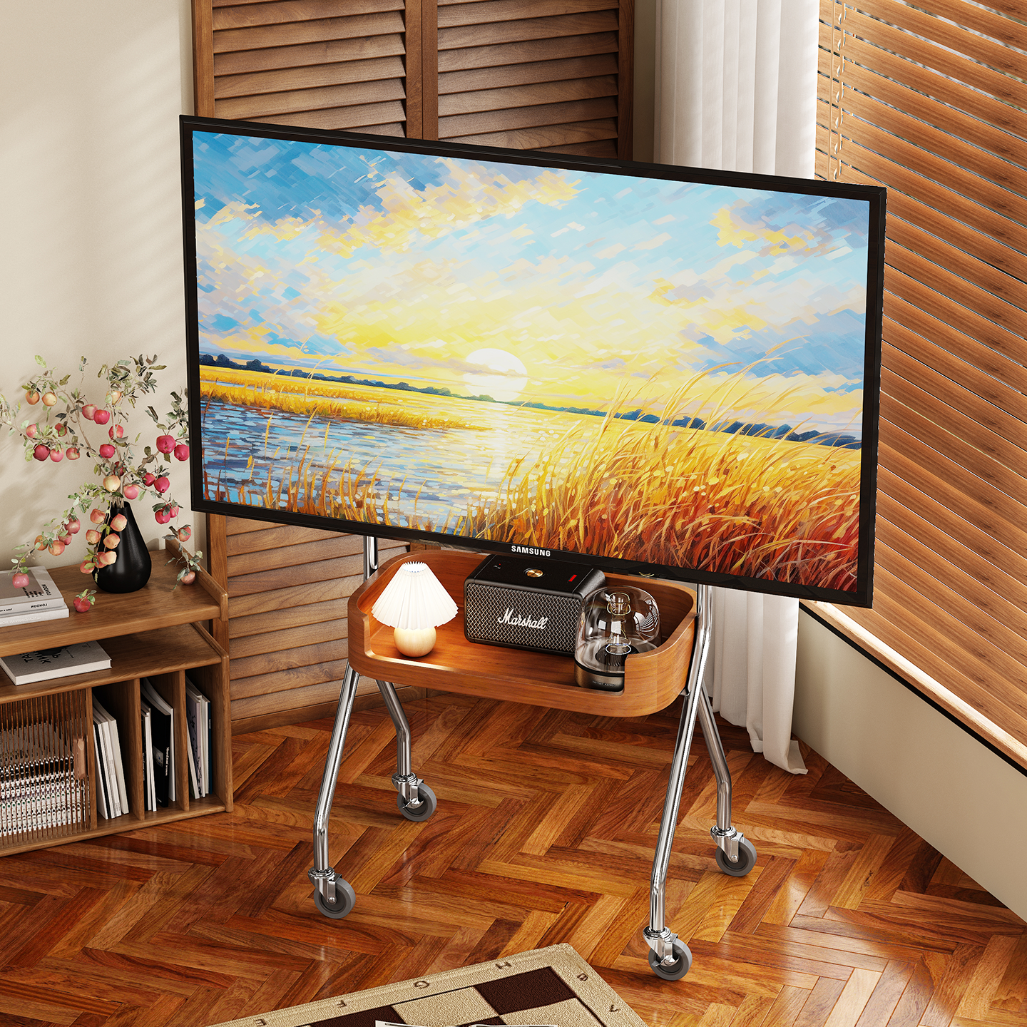 电视支架可移动落地带轮电视机架子客厅家用简约现代实木电视机柜,住宅家具,电视柜,淘宝优惠券,粉丝福利购,淘宝优惠卷