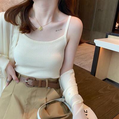 冰丝吊带背心女内超搭20夏5新款外穿2高级感针织打底衫火COE白色