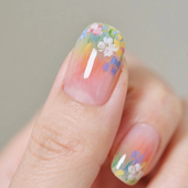 免烤灯 全固化油画小清新花朵凝胶美甲贴纸5d浮雕指甲贴纸女孩