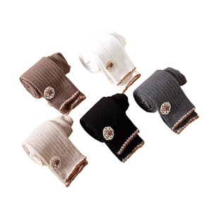 宝宝加绒打底裤秋冬季女童加厚外穿不连袜纯棉白色保暖儿童长裤子