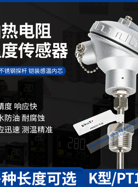 铠装热电偶WRP-130 WPZ-230 K型 PT100铂电阻 锅炉温度传感器探头