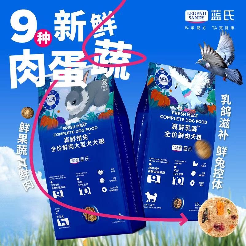 蓝氏-真鲜猎兔-全价鲜肉犬粮-中小型犬-1.5kg