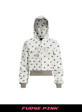 Fudge Pink 25秋季New美式复古辣妹波点连帽卫衣开衫