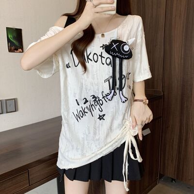 美式复古字母印花短袖t恤女夏季新款宽松显瘦百搭上衣